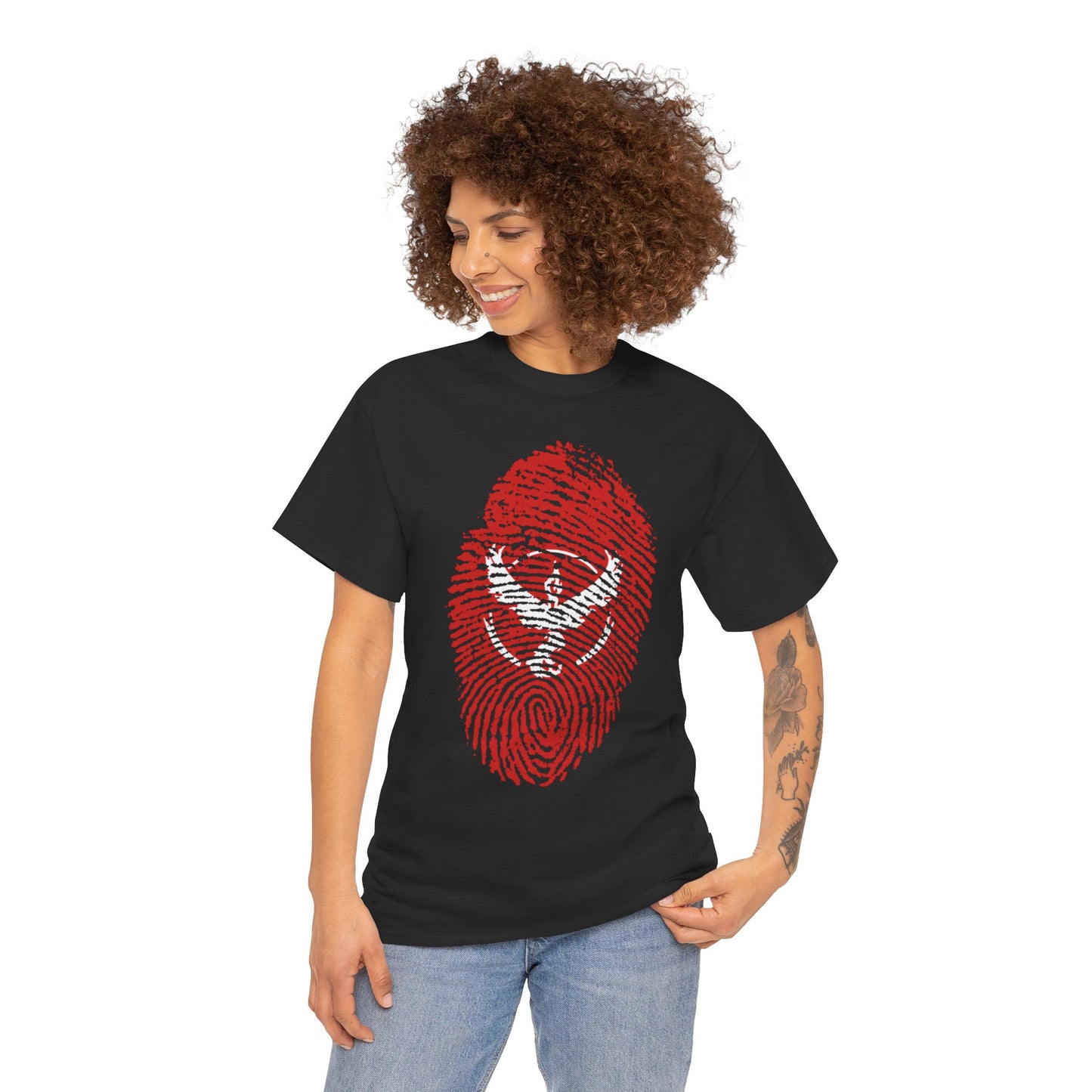 Red Fingerprint Graphic Unisex Heavy Cotton Tee | Stylish Casual Wear for Everyday & Gifts