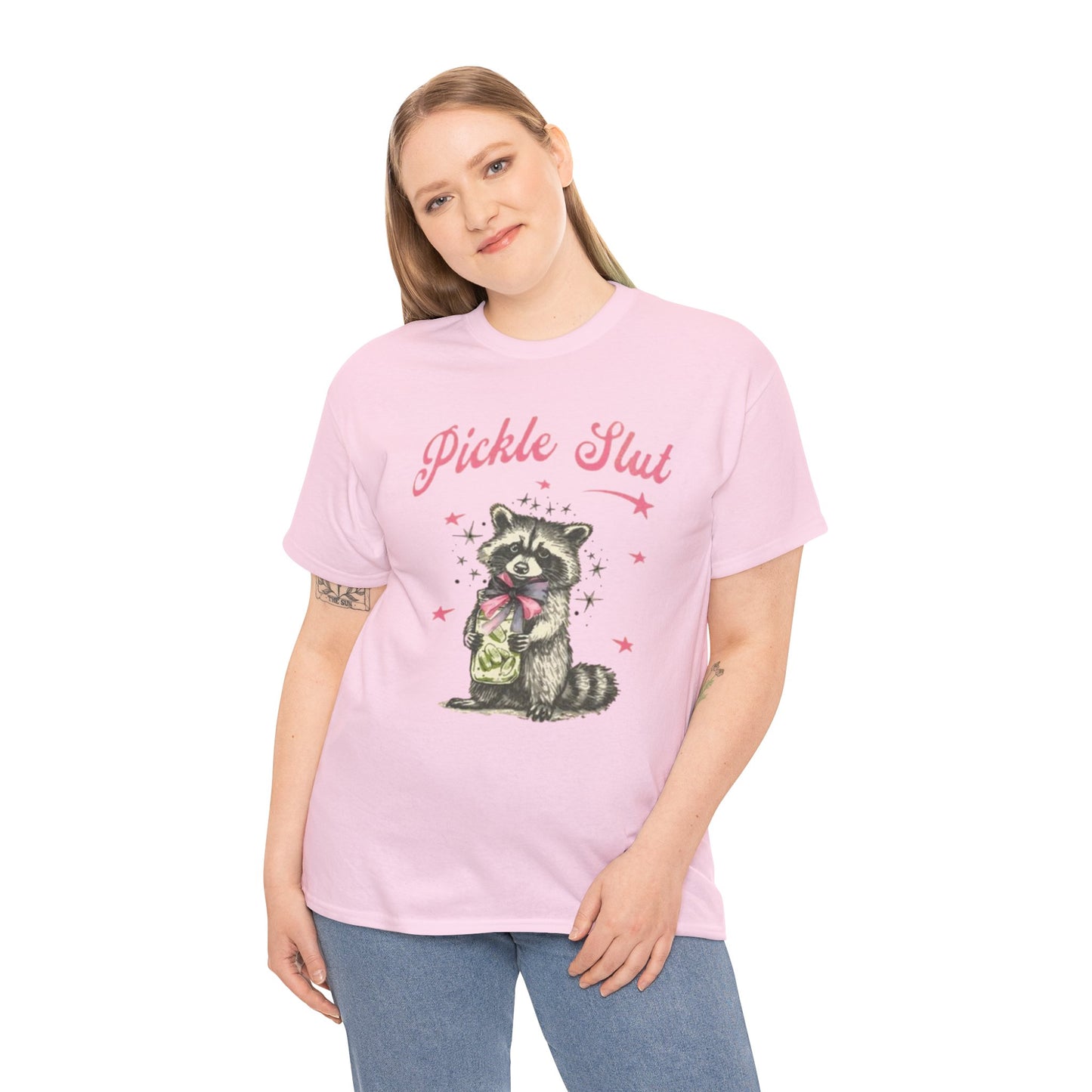Funny Raccoon Tee - "Pickle Slut" Unisex Heavy Cotton Shirt