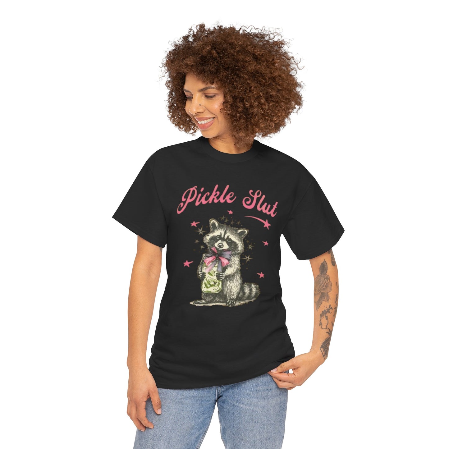 Funny Raccoon Tee - "Pickle Slut" Unisex Heavy Cotton Shirt