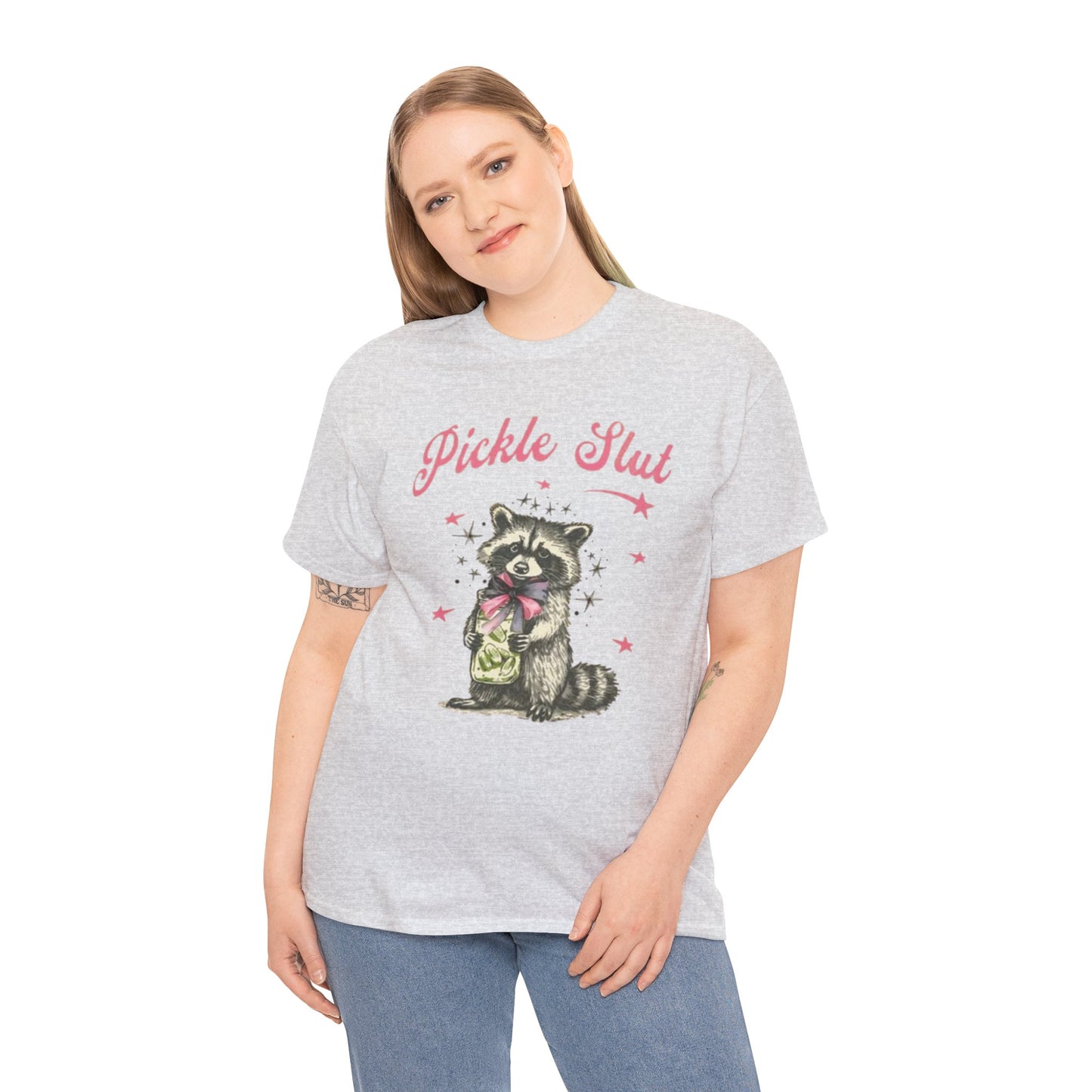Funny Raccoon Tee - "Pickle Slut" Unisex Heavy Cotton Shirt