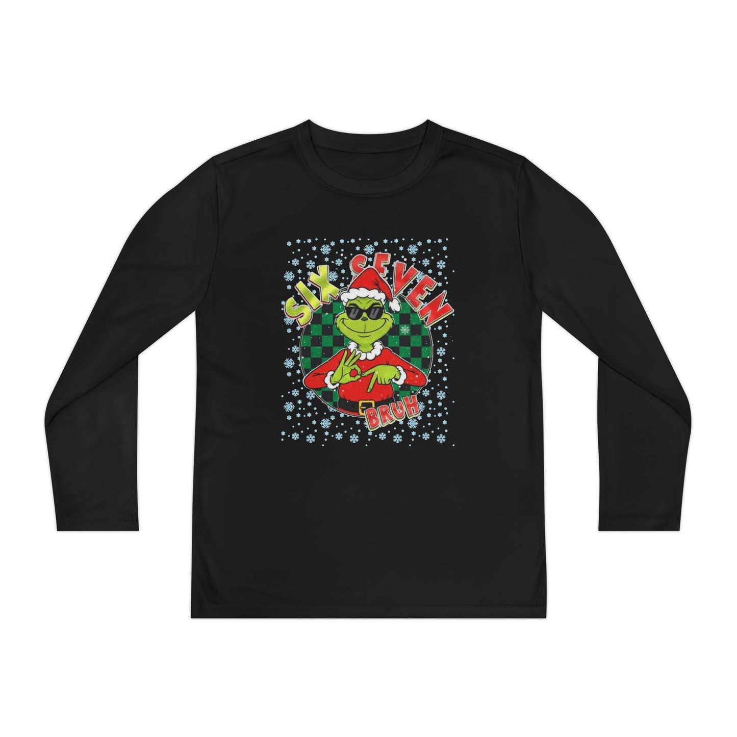 Youth Long Sleeve Tee — "Six Seven Bruh!" Grinch Holiday Graphic
