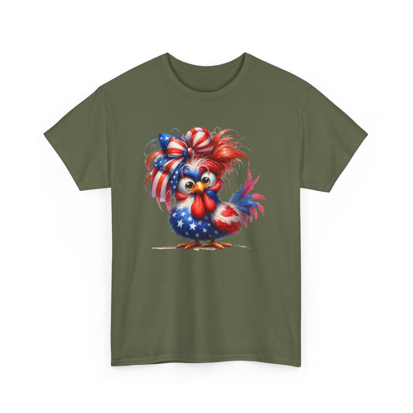 Patriotic Rooster T-Shirt – 4th of July American Flag Chicken Tee