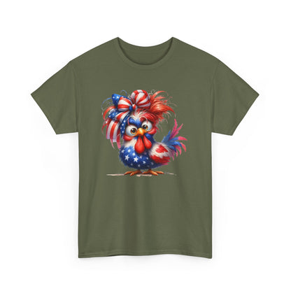 Patriotic Rooster T-Shirt – 4th of July American Flag Chicken Tee