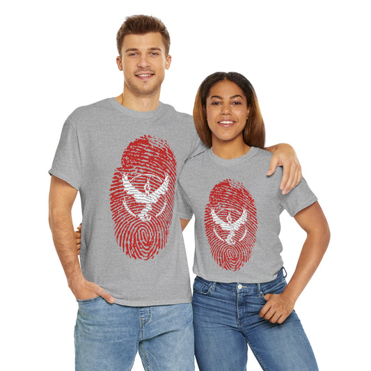Red Fingerprint Graphic Unisex Heavy Cotton Tee | Stylish Casual Wear for Everyday & Gifts