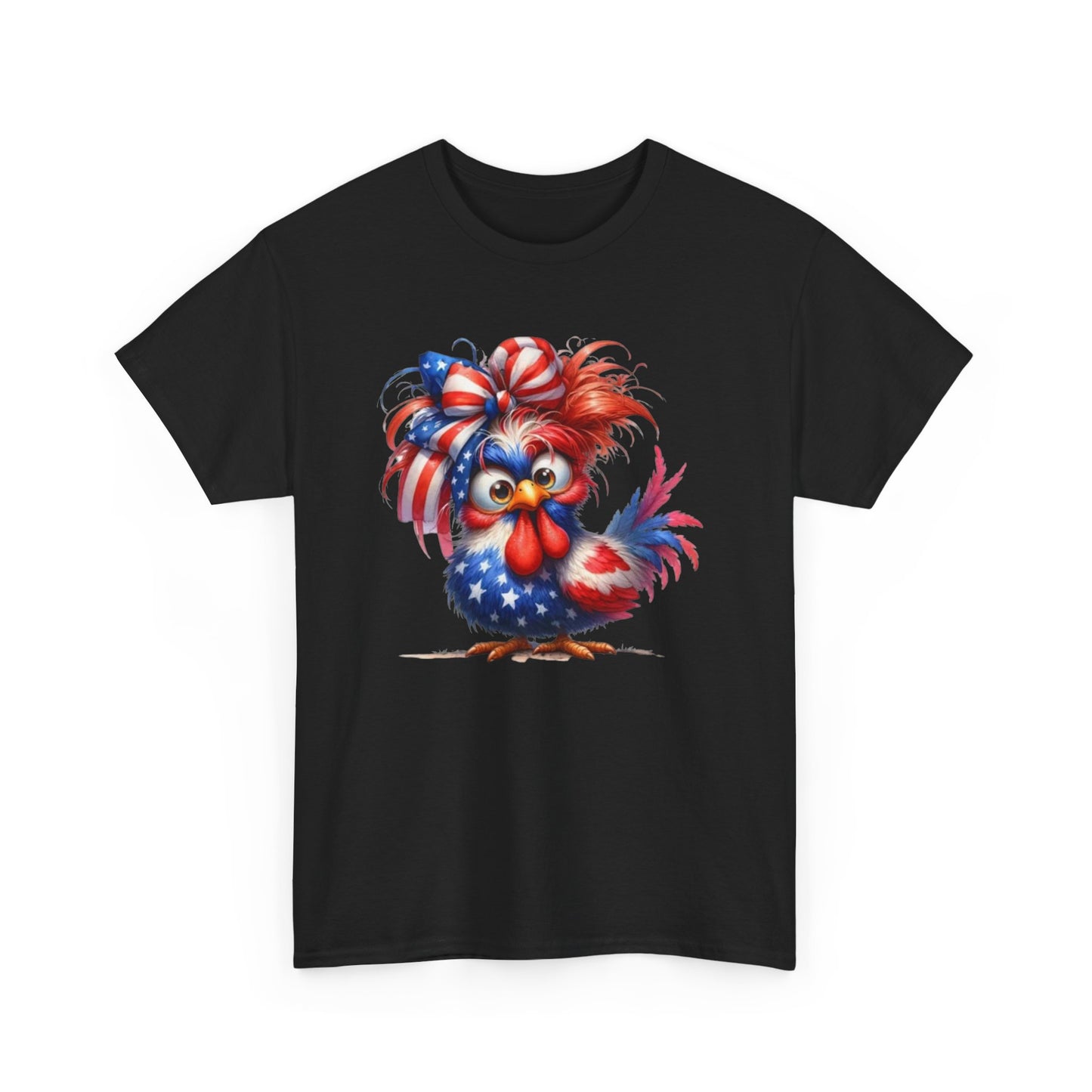 Patriotic Rooster T-Shirt – 4th of July American Flag Chicken Tee