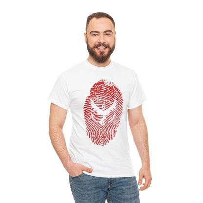 Red Fingerprint Graphic Unisex Heavy Cotton Tee | Stylish Casual Wear for Everyday & Gifts
